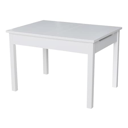 International Concepts Rectangle Table with Lift Up Top For Storage, 24 W, 33.1 L, 22.2 H, Wood, White JT08-2532L